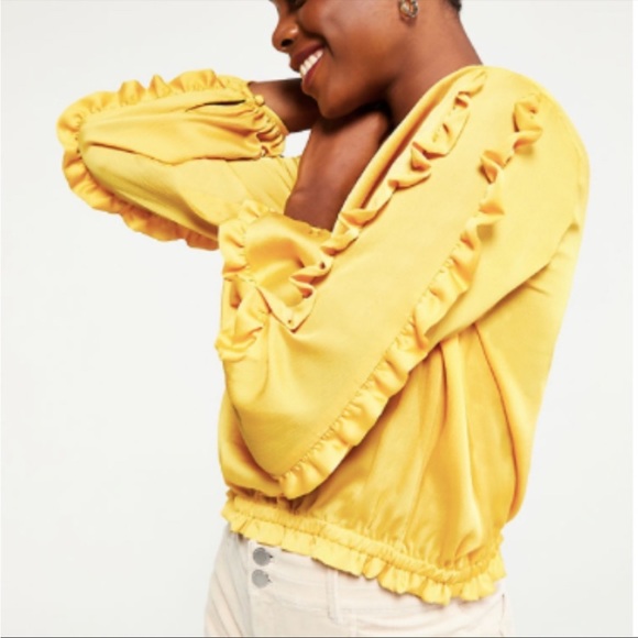 NWT Ann Taylor Ruffle Blouse with Cinched Hem - Picture 3 of 8